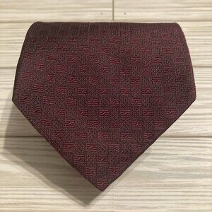 Chaps Ralph Lauren Tie Maroon/Red  With Geometric Design  100% Silk  Made In USA